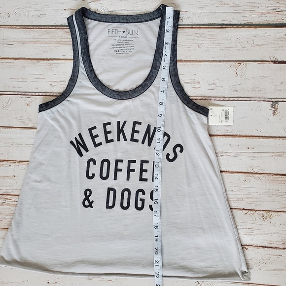 NWT Weekends Coffee and Dogs Tank Top Women's Size XS Grey - Picture 6 of 9